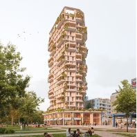 Amsterdam's Buikslotermeerplein to get heart-shaped pink residential tower with 110 homes
